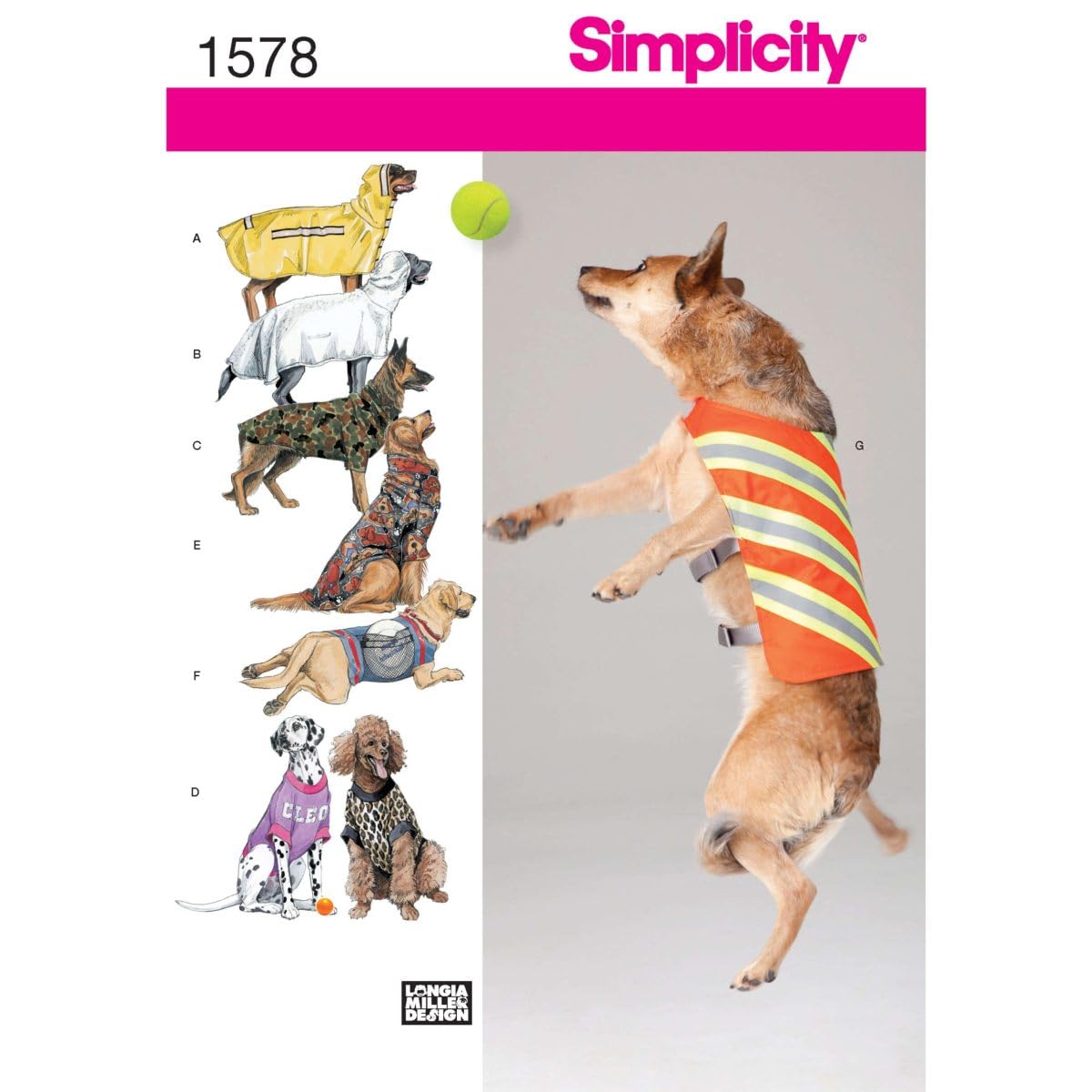 Simplicity sewing pattern 1578: Large Dog Clothes, Paper, White, OS (ONE SIZE)