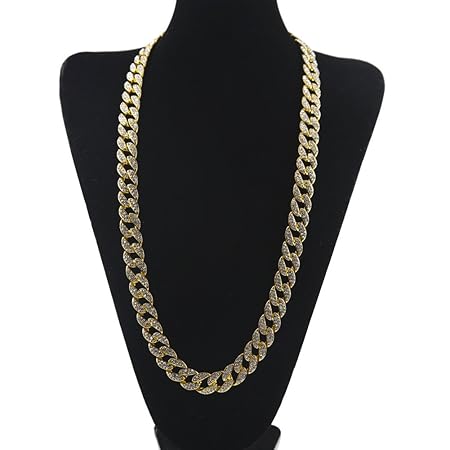 WANZIJING Halsketten für Herren, Ice Out Link Halskette, voller Diamant Miami Cuban Kette Halskette Hip Hop Rapper Schmuck fü