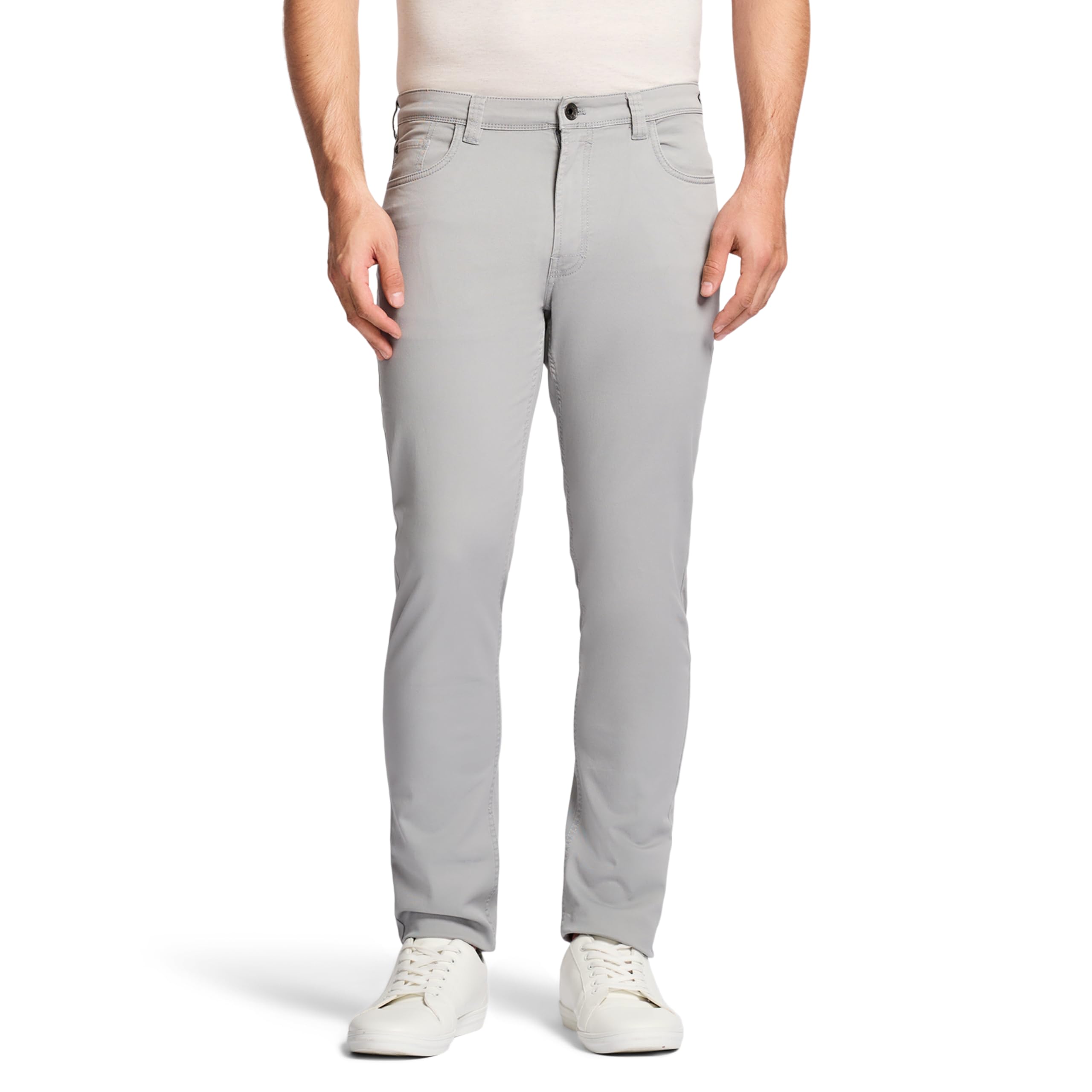 IZOD Men’s Saltwater Stretch Flat-Front Chino Pants, Cinder Block Strt, 32W x 32L