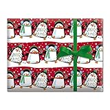 Festive Penguins Jumbo Rolled Gift Wrap- 67 sq. ft