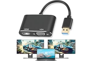 USB 3.0 to HDMI VGA Adapter,Full HD 1080P Display Video Converter,USB to VGA HDMI Adapter for 2 Monitors, 1920 * 1080P@60HZ,C