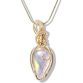 Handmade Wrapped Labradorite Crystal Pendant Necklace - Dainty Charm Copper Wired Necklace, Healing Crystals and Gemstones, Vintage Jewelry for Women, Men's Necklace, Boho Black Stone Protection Birthstone Jewelry