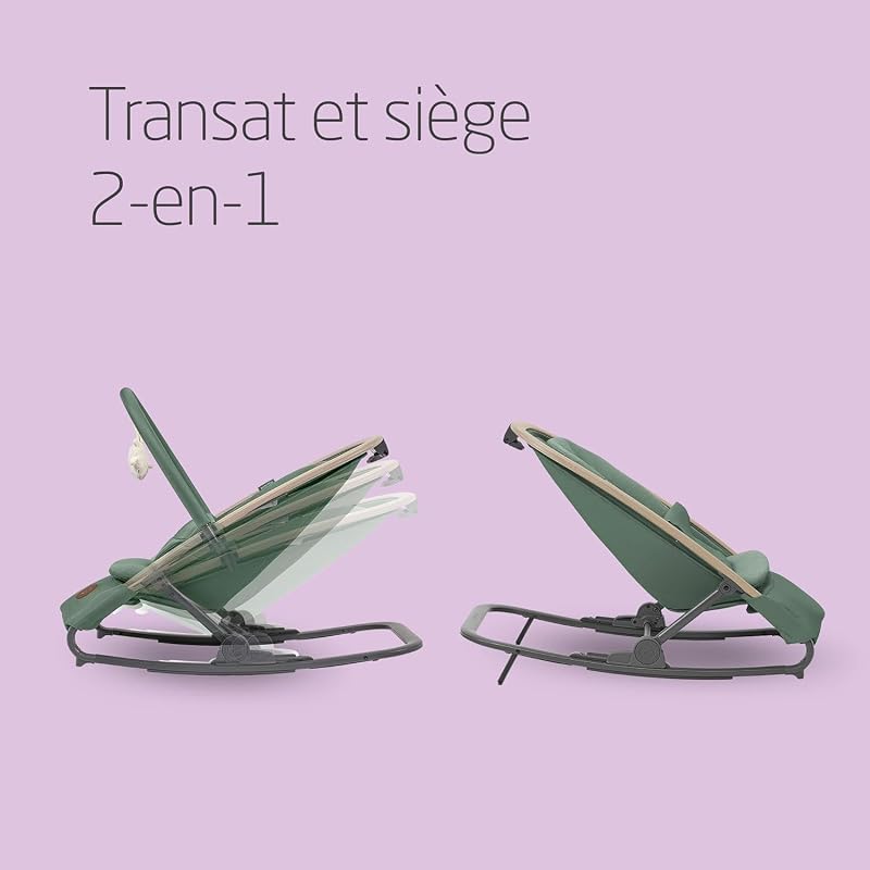 Kori Chaise Transat Bebe 2-en-1, 0-6 Mois, jusqu'à 9 kg, Baby Bouncer,Léger & Compact, Harnais Facile à Installer, Coussin Nouveau-né, Essential Graphite