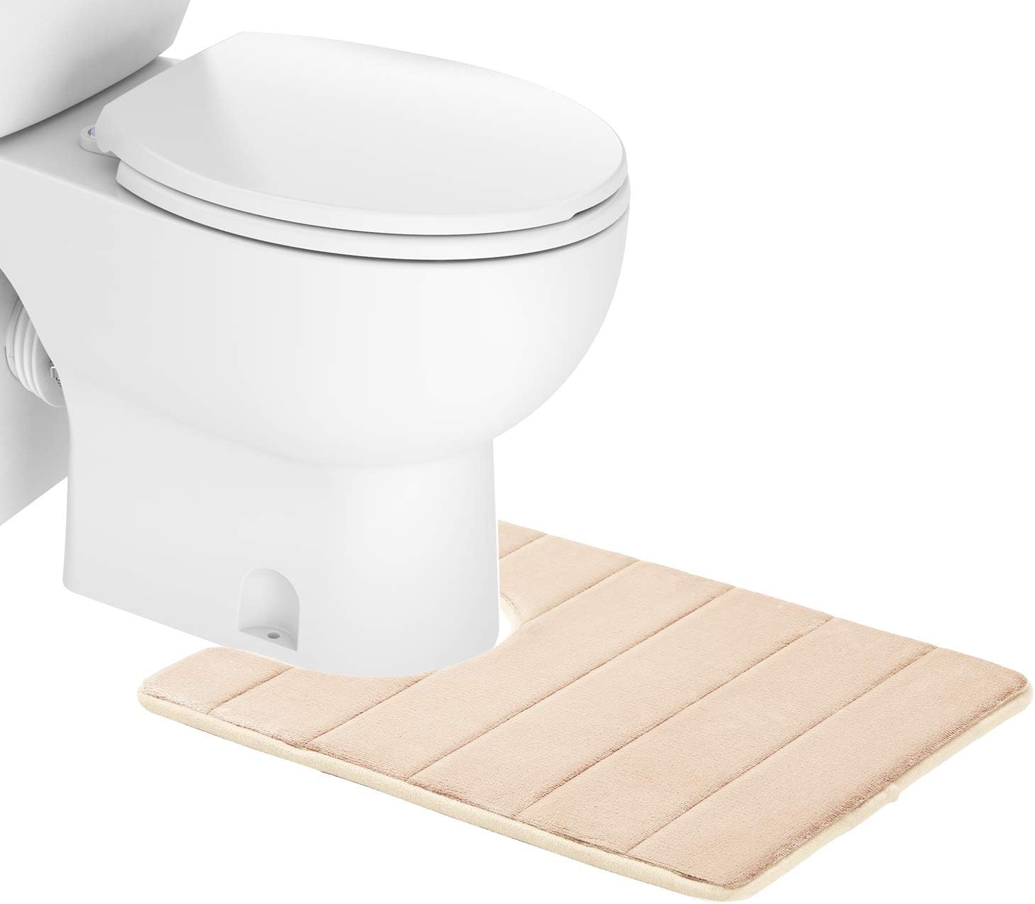 Amazon Com Colorxy Memory Foam Bath Mat Soft Absorbent Bathroom Toilet Bath Rugs U Shaped Non Slip Commode Contour Rug 20 X 24 U Beige Home Kitchen