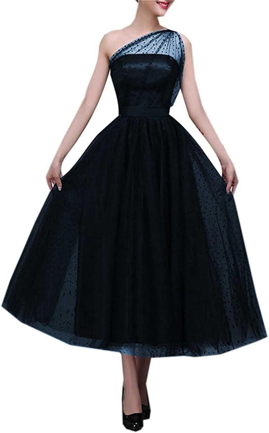 WDING 1950's Dresses for Women Ankle Length One Shoulder Formal Party
