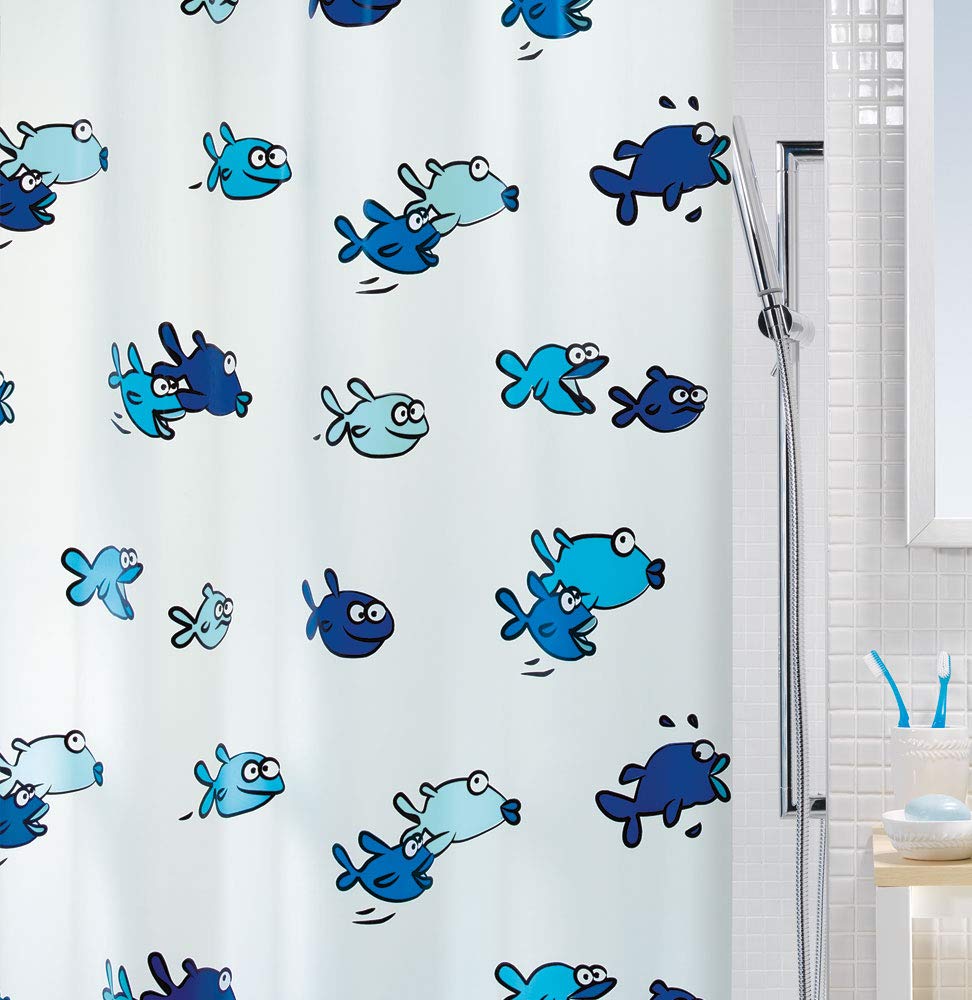 Spirella Hugo Blue Shower Curtain 100% Polyethylenvinylacetat Blue Fish Design 180 cm x 200 cm