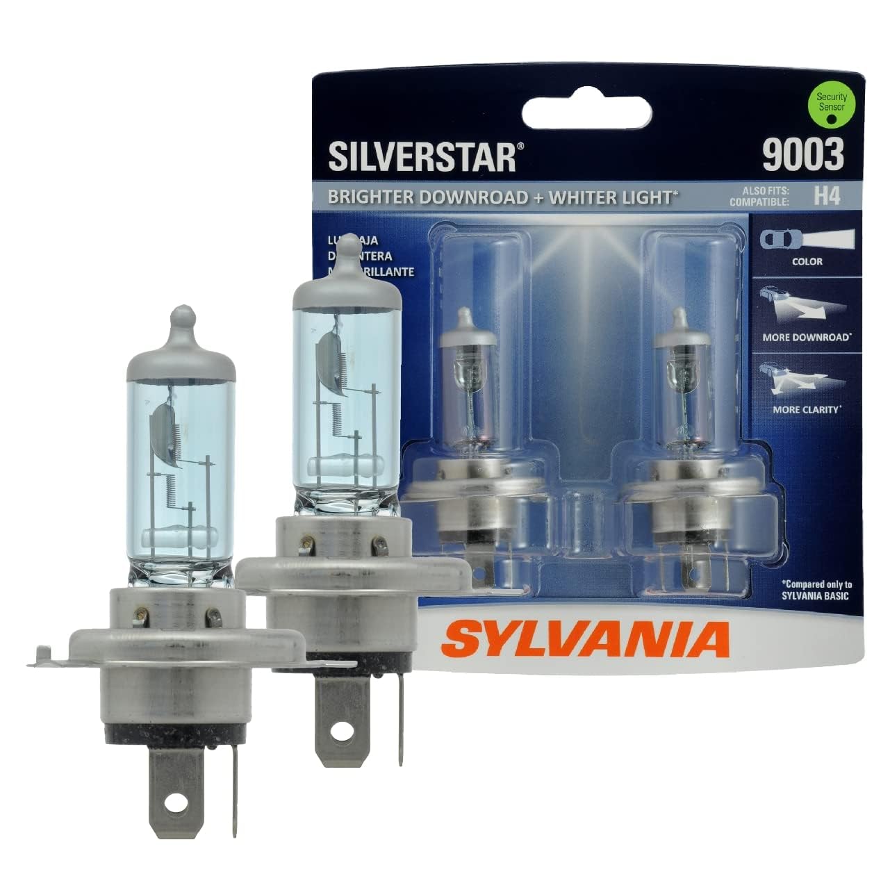 Photo 1 of SYLVANIA - 9003 SilverStar - High Performance Halogen Headlight Bulb, High Beam, Low Beam and Fog Replacement Bulb, Brighter Downroad with Whiter Light (Contains 2 Bulbs)