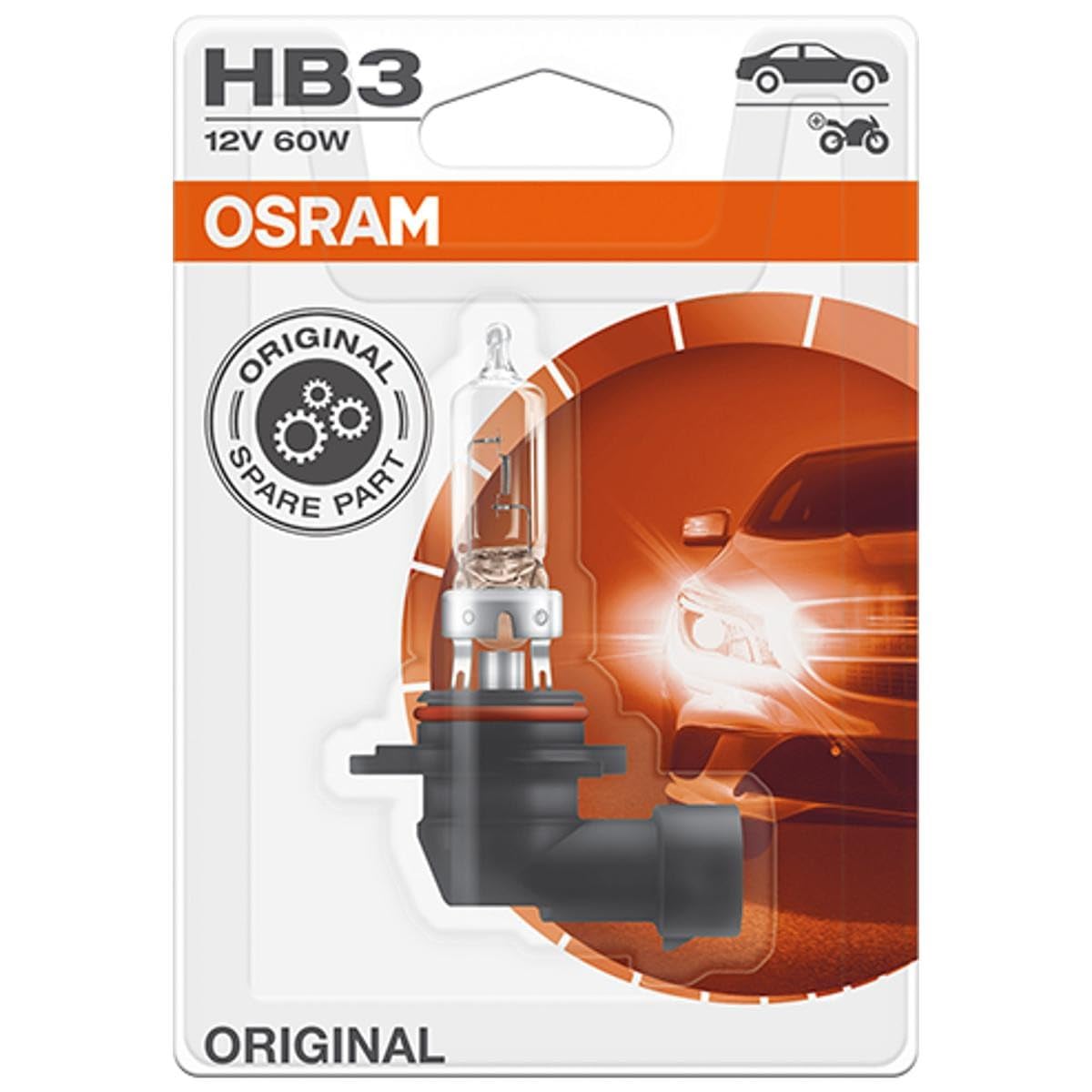 OSRAM Original 12V HB3 halogen headlamp bulb 9005-01B in single blister