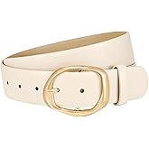 Women Leather Belts with Gold Buckle Fashion Leather Waist Belt Ladies Casual Belt for Jens Pants