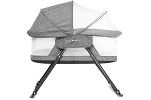 Baby Delight Slumber Deluxe Rocking Bassinet | Portable Baby Bassinet | Removable Canopy | Charcoal Tweed