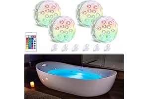 Seagenck Bath Tub Lights Wireless, Battery Operated Waterproof Glow Light for Bathroom Bathtub Light Shower Spa Light, Bath Essentials for Women Relaxing, RGB Multi Color Remote Controlled, 4pcs