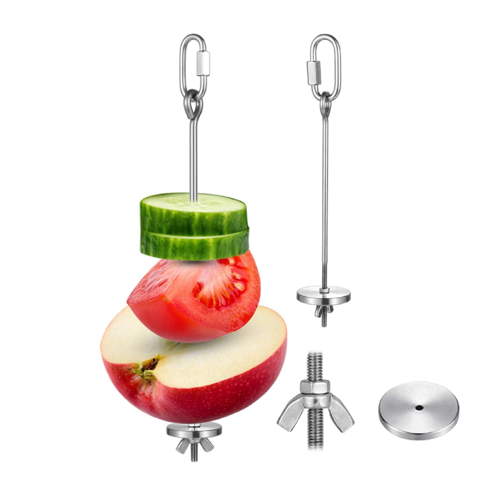 Bird Food Holder, 2 Pack Bird Feeder for Cage, Stainless Steel Parrot Fruit Vegetable Stick Holder Bird Feeder Foraging Toy Bird Food Treat Skewer Feeding Treating Tool for Parrots Cage