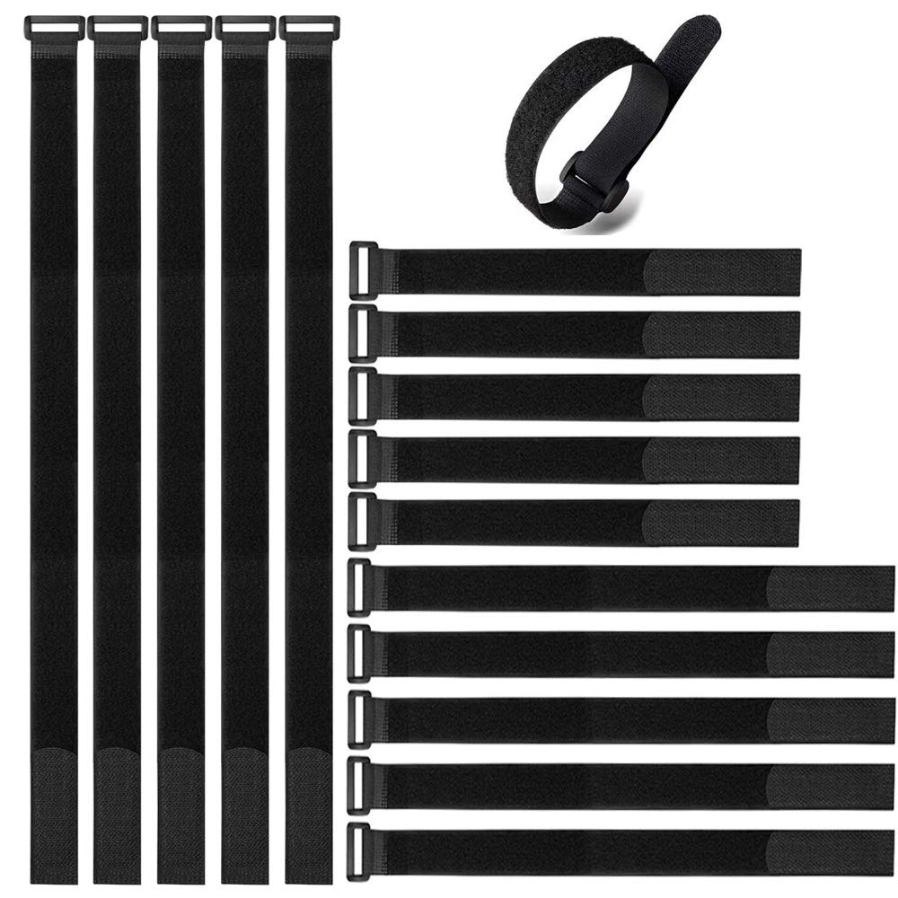 Aiqeer 30 Pcs Black Cable Straps Set, Reusable Cable Ties, Multipurpose Hook and Loop Securing Straps, for Cables Management (20 cm, 30 cm, 40 cm)