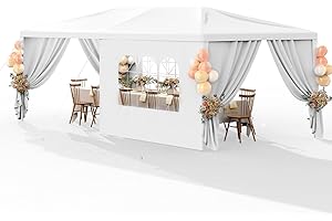 Susici 10x20 Outdoor Gazebo Canopy Party Tent with 4 Removable Sidewalls & Transparent Windows,Outside Gazebo Event Tent for Weddings, Birthdays, Garden Parties, and Backyard Patio BBQ Events