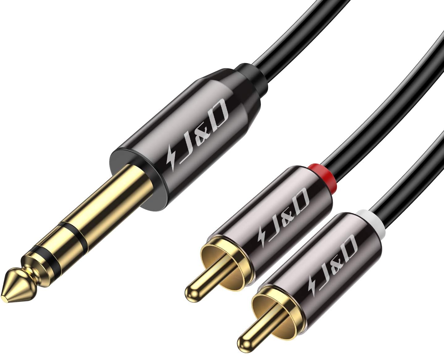 J&D 1/4 inch TRS to Dual RCA Audio Cable