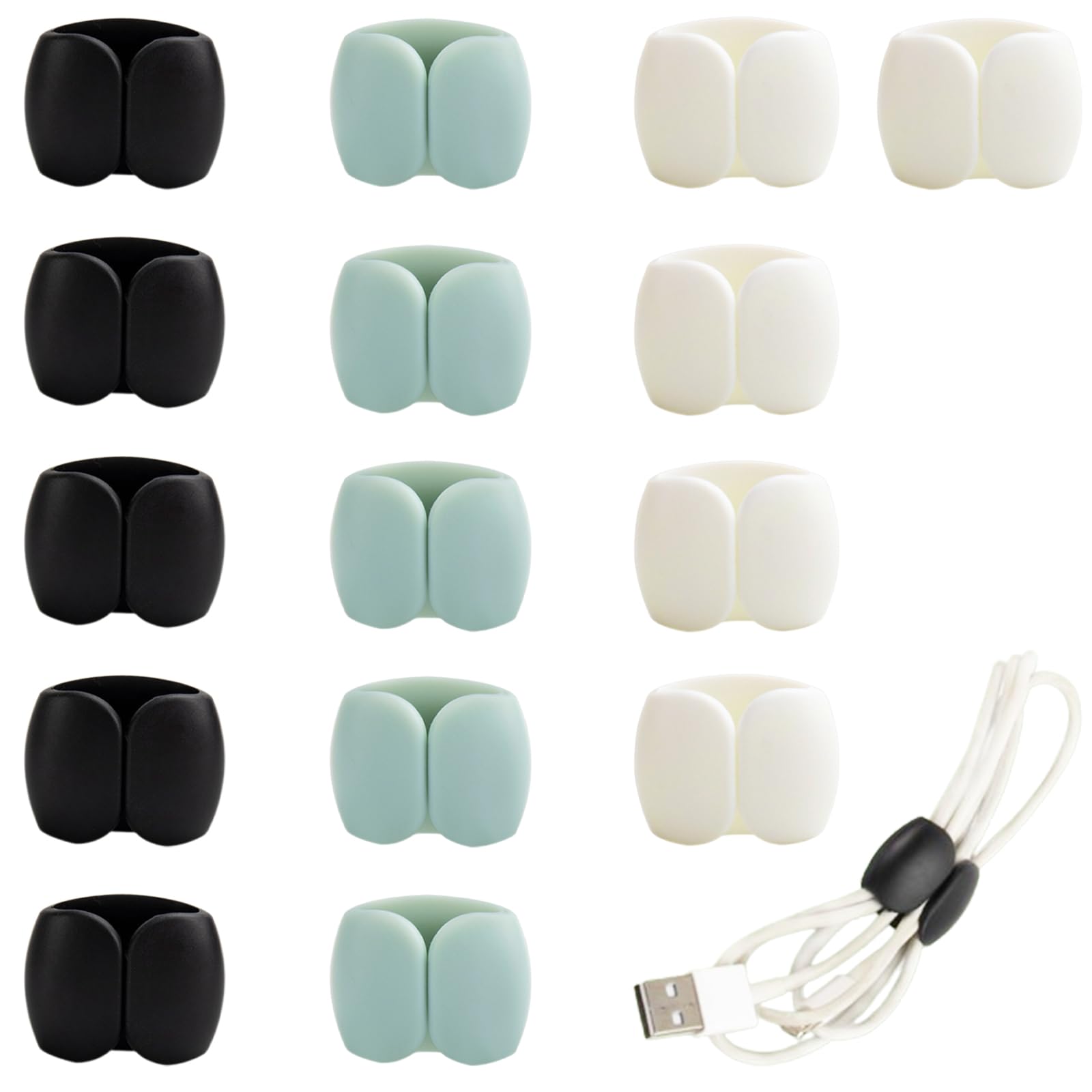 Acpetdr 15 Pack Cable Clips Cord Management Hide Phone Charging Cable Keeper Wire Charger Holder for Nightstand, Kitchen Appliances, Office Supplies
