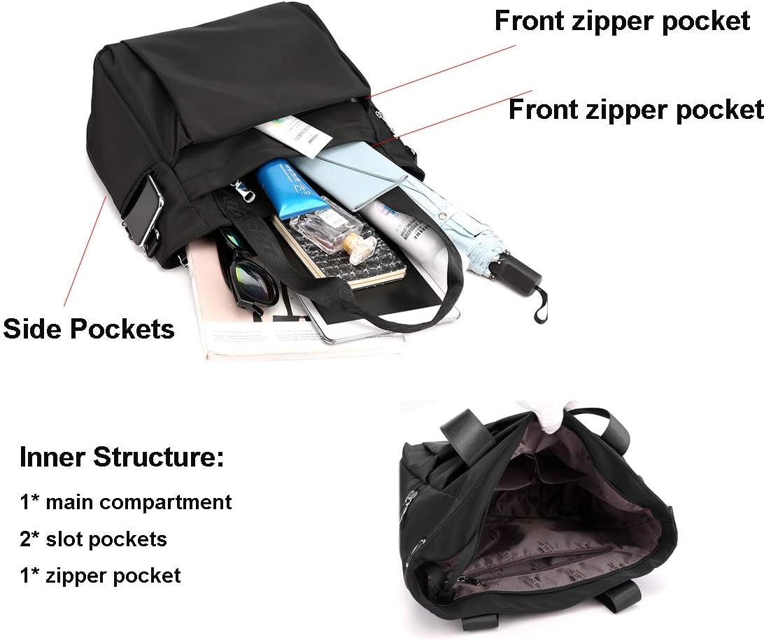 YANAIER Women's HandbagWater Repellent Nylon Large Totes Shoulder Crossbody Bag Hobo Bags for Shopping Travel Casual Daily Dark blue - Image 5