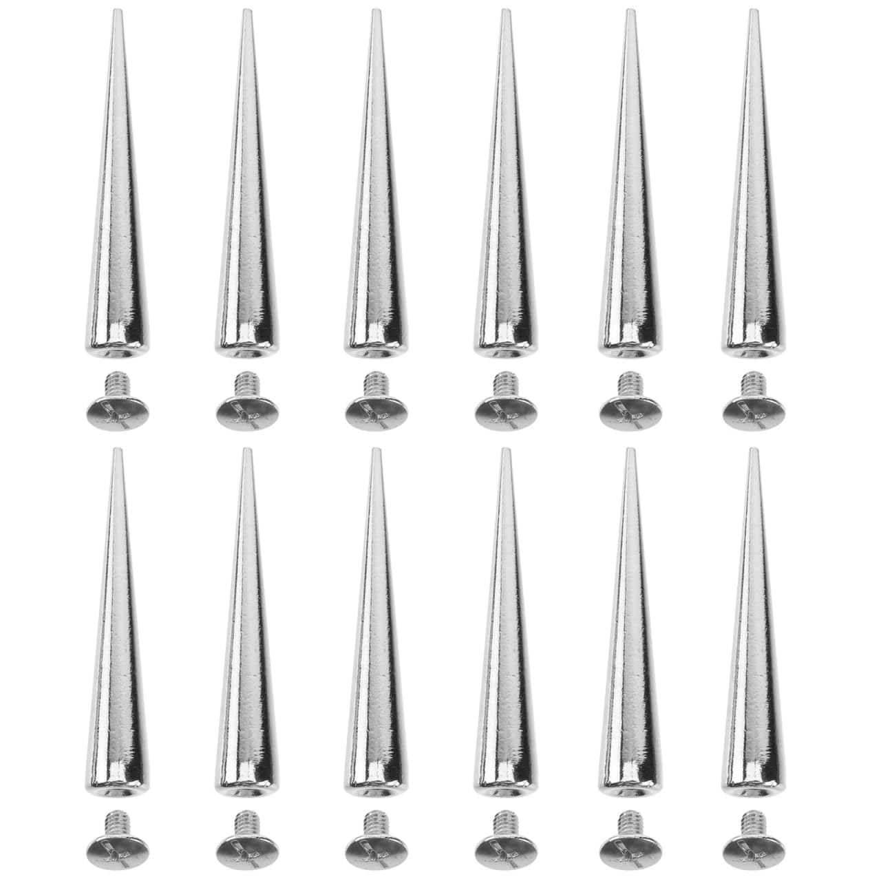 Tofficu 10 Sets Punk Large Spikes 23CM Studs Silver Cone Punk Leather Spikes Rivet Set for Diy Cone Studs for Leather Crafts Clothing Bags Shoes Silver Alloy Accessories