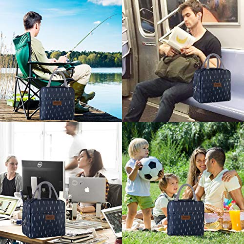 image for Buringer Reusable Insulated Lunch Bag Cooler Tote Box with Front Pocke