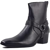 OSSTONE Dress Boot Men Designer Leather Chelsea Boots Casual Heel Shoes Zipper-up OS-JY002-US