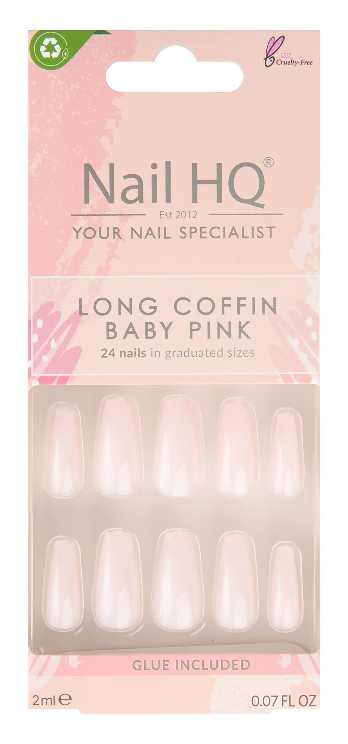Nail HQ Long Coffin Baby Pink Nails