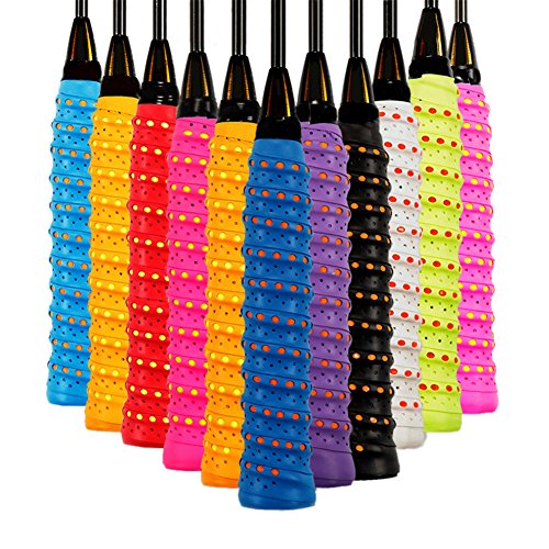 Racket Grip, Anti Slip Perforated Tennis Overgrip Tape for Racquetball Grip Squash Racquet Badminton Racket Bike Bar (10Pcs) - Thumbnail 7