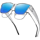 GEGURI Polarized Sunglasses Fit Over Glasses for Men Women, Oversized Square Sun Glasses UV400 Protection Shades