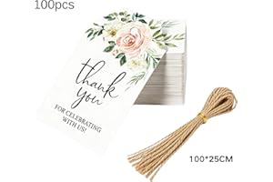 100 Pcs Thank You Flower Leaf Gift Tags Cards for Weddings, Receptions, Bridal Showers, Baby Showers, Graduations, Special（3i