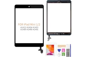 A-MIND Screen Replacement For IPad Mini 1 A1432 A1454 A1455/IPad Mini 2 A1489 A1490 A1491 Touch Digitizer Parts, Include IC Chip,Home Button,Cameral Holder,with Screen Protector+Repair Tools (Black)