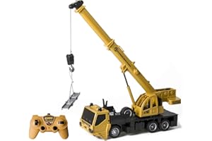HUIOP 2.4GHz 6 Channel Construction Crane With Light, Rechargeable Truck Set for Boys Girls