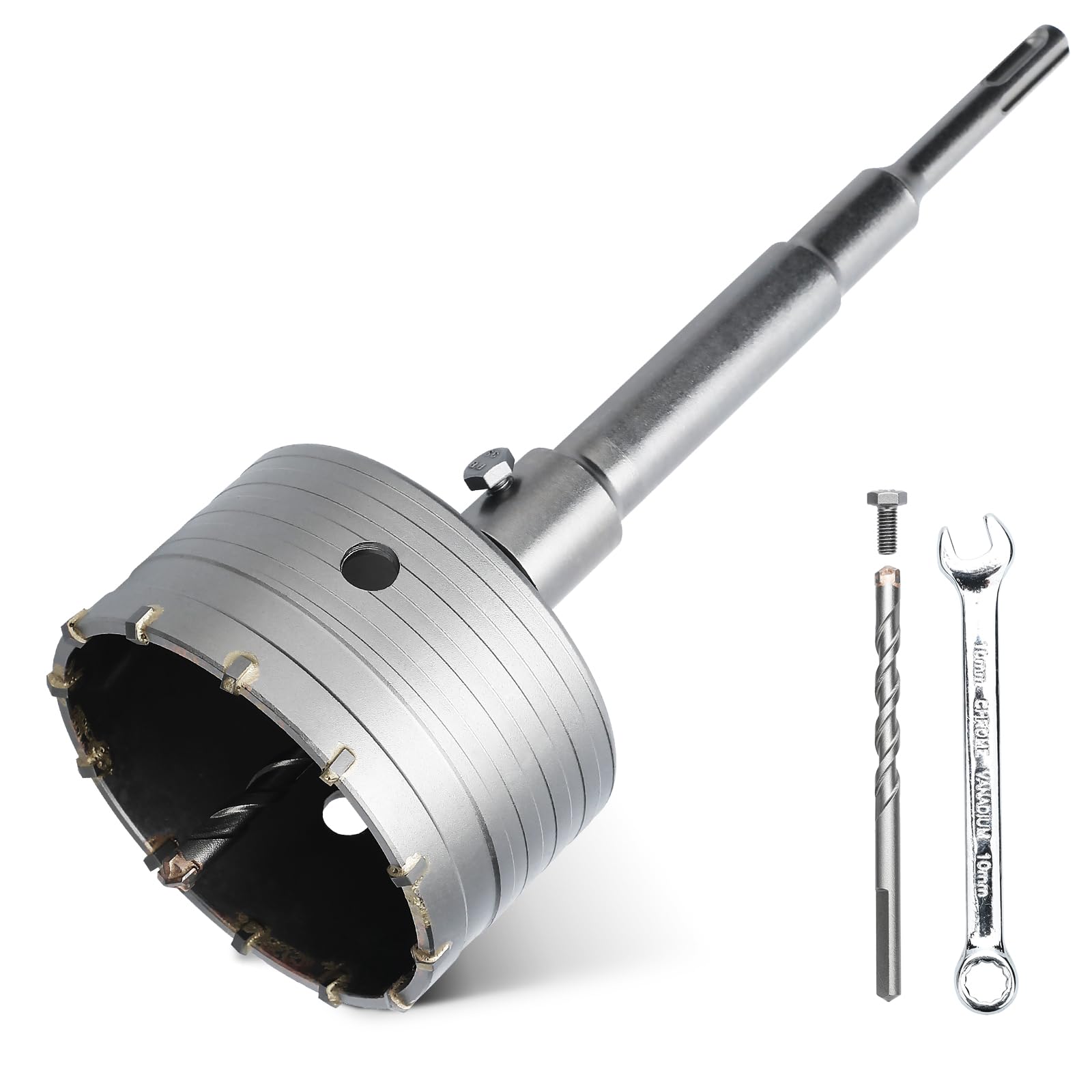 hsawbit 105mm Core Drill Bit SDS Concrete Hole Cutter with 220mm SDS Shank, Masonry Hole Saw Wall Hole Cutter Holesaw for Concrete Brick Wall Stone