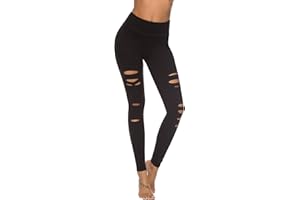 DIBAOLONG Womens High Waist Yoga Pants Cutout Ripped Tummy Control Workout Running Yoga Skinny Leggings