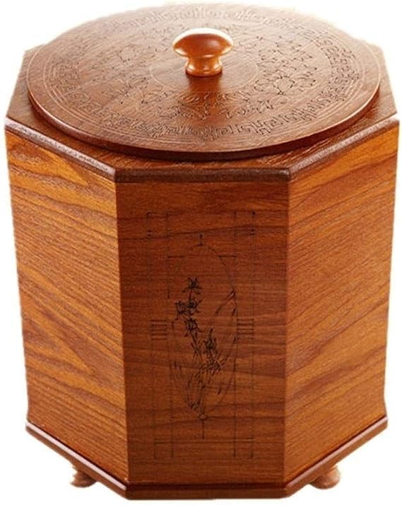 DLC Botes de Basura, Cubo de Basura de Ratán Retro, con Tapa, Cubo de