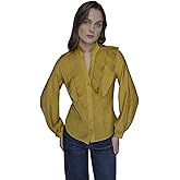 Karl Lagerfeld Womens Long Sleeve Ruffle Collar Blouse
