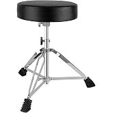 MoResolune Adjustable Drum Throne, Padded Round Drum Stool, Black | Padded drum stool with anti-slip feet. Height adjustable musicians chair designed for kids, adults, and drummers.