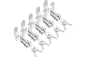TYI Cabinet Cam Lock Set, 5 Pack Keyed Alike Cylinder Cam Locks Secure Mailbox File Drawer Dresser RV Compartment Lock Tool Box Replacement Hardware, Chrome-Finish Zinc Alloy (1-1/8 Inch)