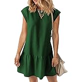 BLENCOT Womens Summer Dresses Casual Cap Sleeve Spring Ruffle Mini Sporty Sweatshirt Trendy Tshirt Dress