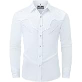 SALVAJE OESTE Western Embroidered Cowboy Shirts for Men, Casual Button Down Long Sleeve Shirt with Floral Design
