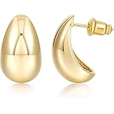 SHINYSO 14K Gold Plated Teardrop Hoop Earrings for Women Chunky Trendy Cubic Zirconia 925 Sterling Silver Post Hypoallergenic Earring