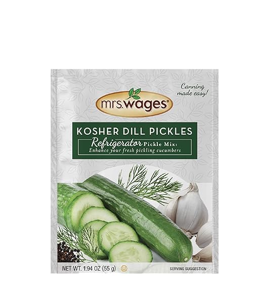 MRS. WAGES KOSHER DILL PICKLES REFRIGERATOR MIX | QUICK AND EASY | SIMPLE-TO-USE | SIMPLE HOMEMADE PICKLES | TRADITIONAL PICKLE FLAVORING | 1.94 OZ PACKET (VALUE PACK OF 12)