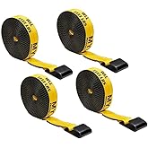 Mytee Products 4 Pack 2" x40' Winch Straps w/Flat Hook - 3333lbs WLL - Yellow Heavy Duty 2 Inch Cargo Control Tie Down Straps for Flatbed Truck Utility Trailer