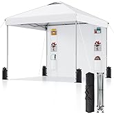 10x10 Pop Up Canopy with Sidewalls, Instant Heavy Duty Canopy Tent for Parties, Events, Camping, One Person Setup - White