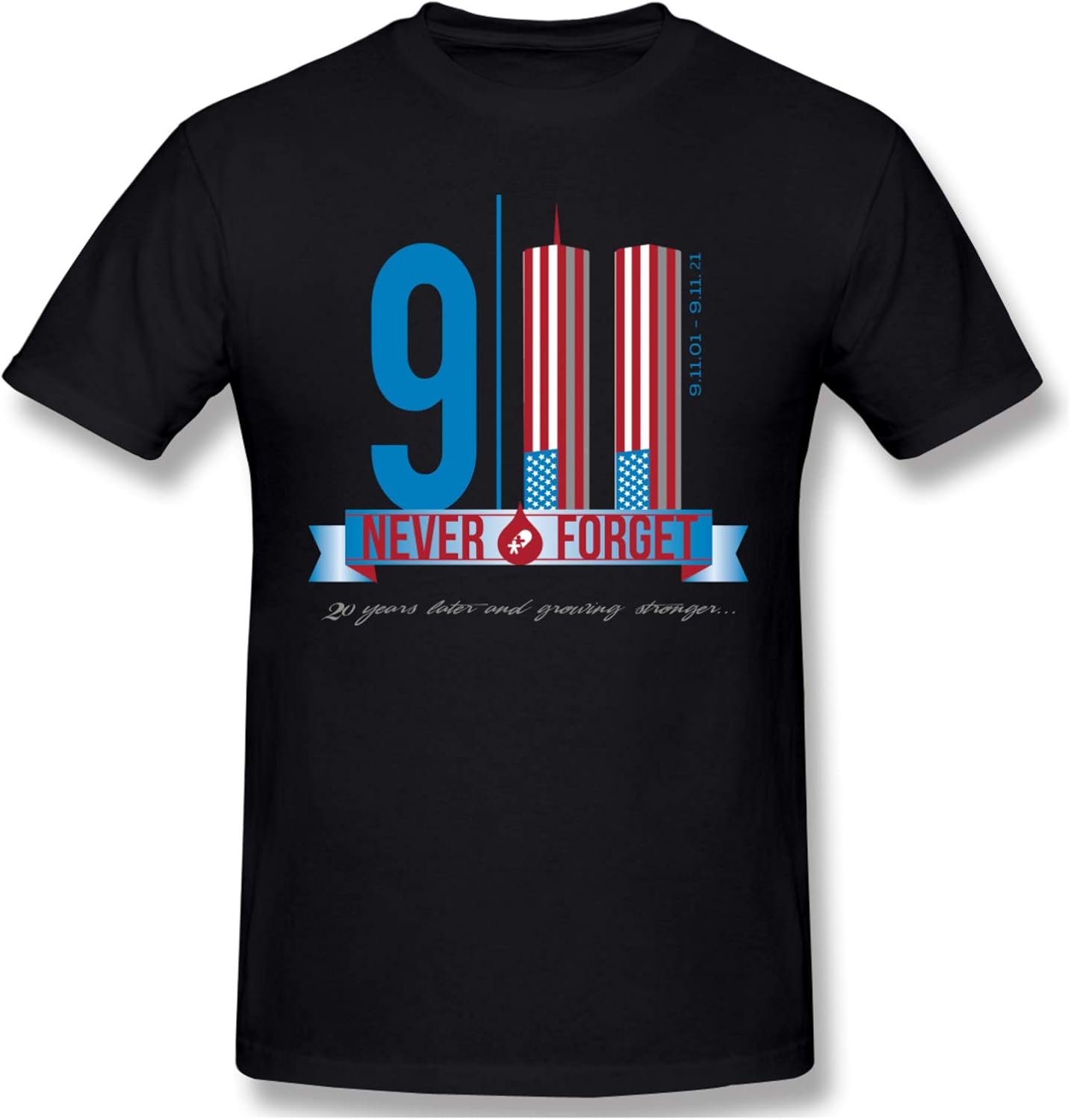 9/11 Never Forget 20 Years Men's Fashion Short-Sleeve Cotton T-Shirt ...