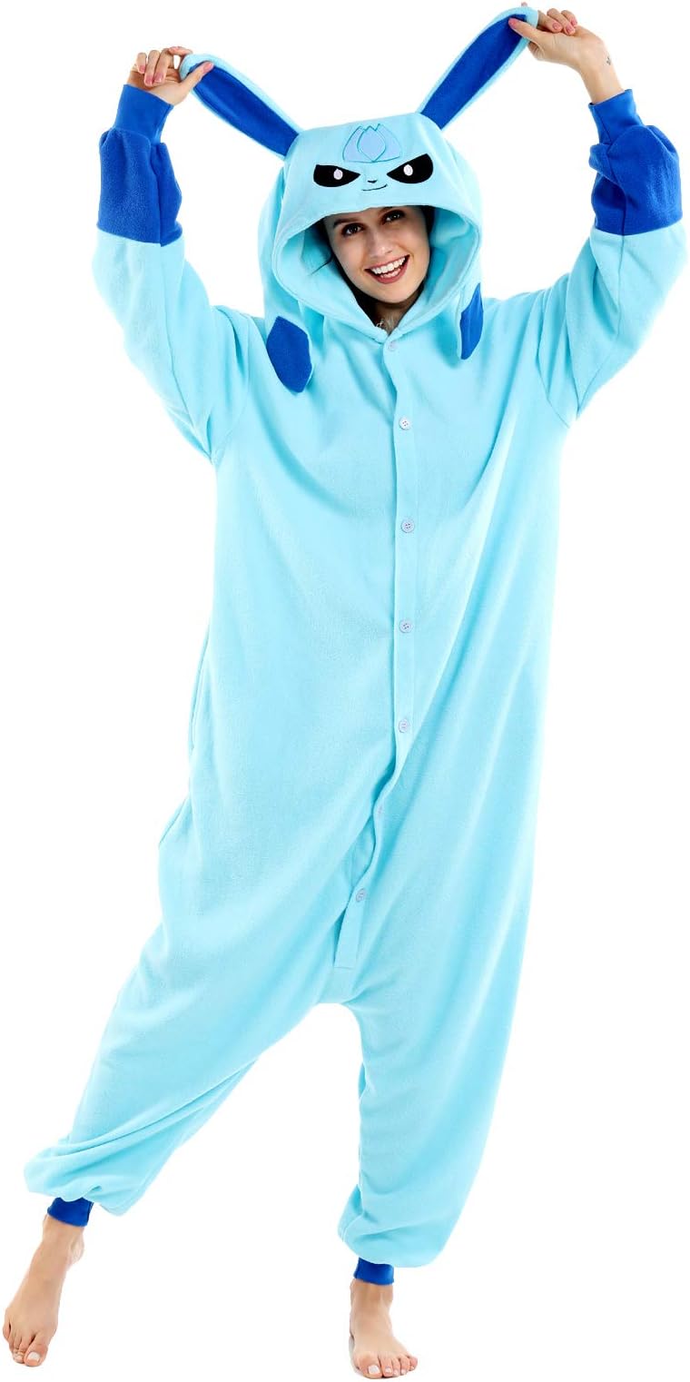 Adult Umbreeon Onesie Pajamas Cosplay Animal Homewear Sleepwear Jumpsuit Costume for Women Men