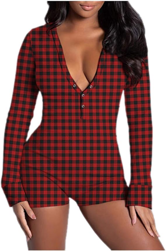 plaid pajama romper