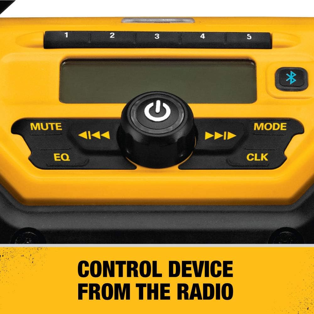 DEWALT 20V MAX Portable Radio & Battery Charger, Bluetooth (DCR025) - - 