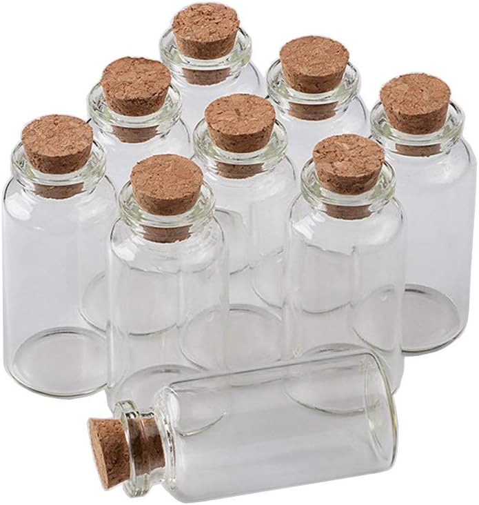 Jarvials Empty Glass Bottles with Corks Lucency Vials Jars Containers for Food Liquid Gifts Storage 20ml Glass Bottles Wholesale (100, 20ml)