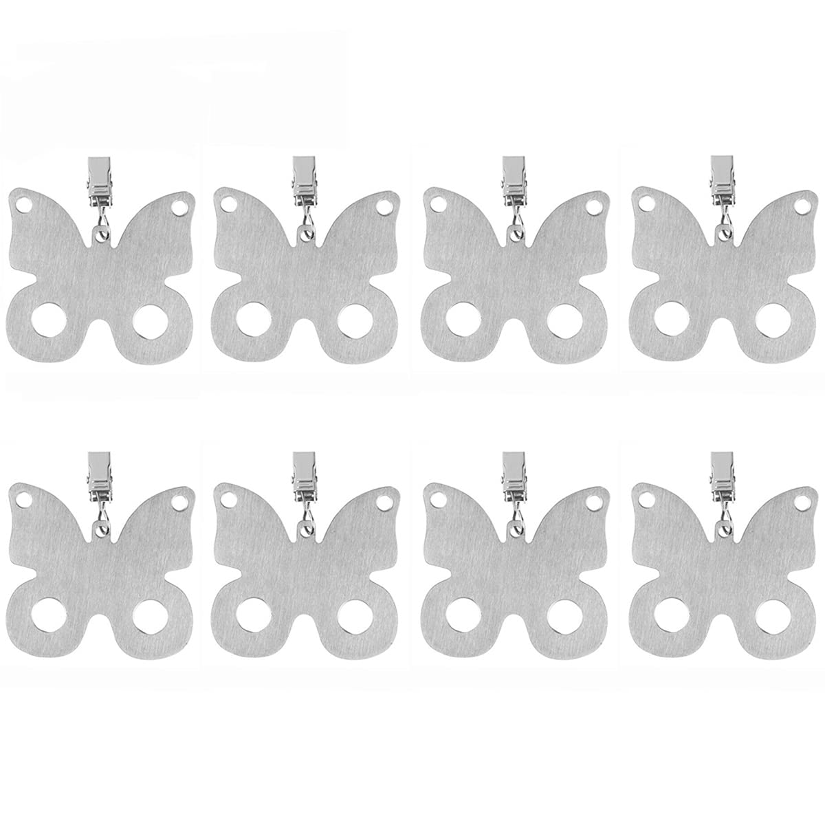 Alnicov Set of 8 Stainless Steel Tablecloth Weights with Clips for Family Dinner Table and Outdoor Picnic Decoration(Butterfly)