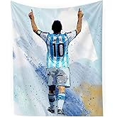 NASKY Lionel Messi World Cup Soccer Superstar Wall Tapestry: HD Fade-Resistant Polyester with 4 Corner Grommets - Hanging Poster for Boys’ Bedroom & Fan Decor, 35.4 x 47.2 Inches (White)