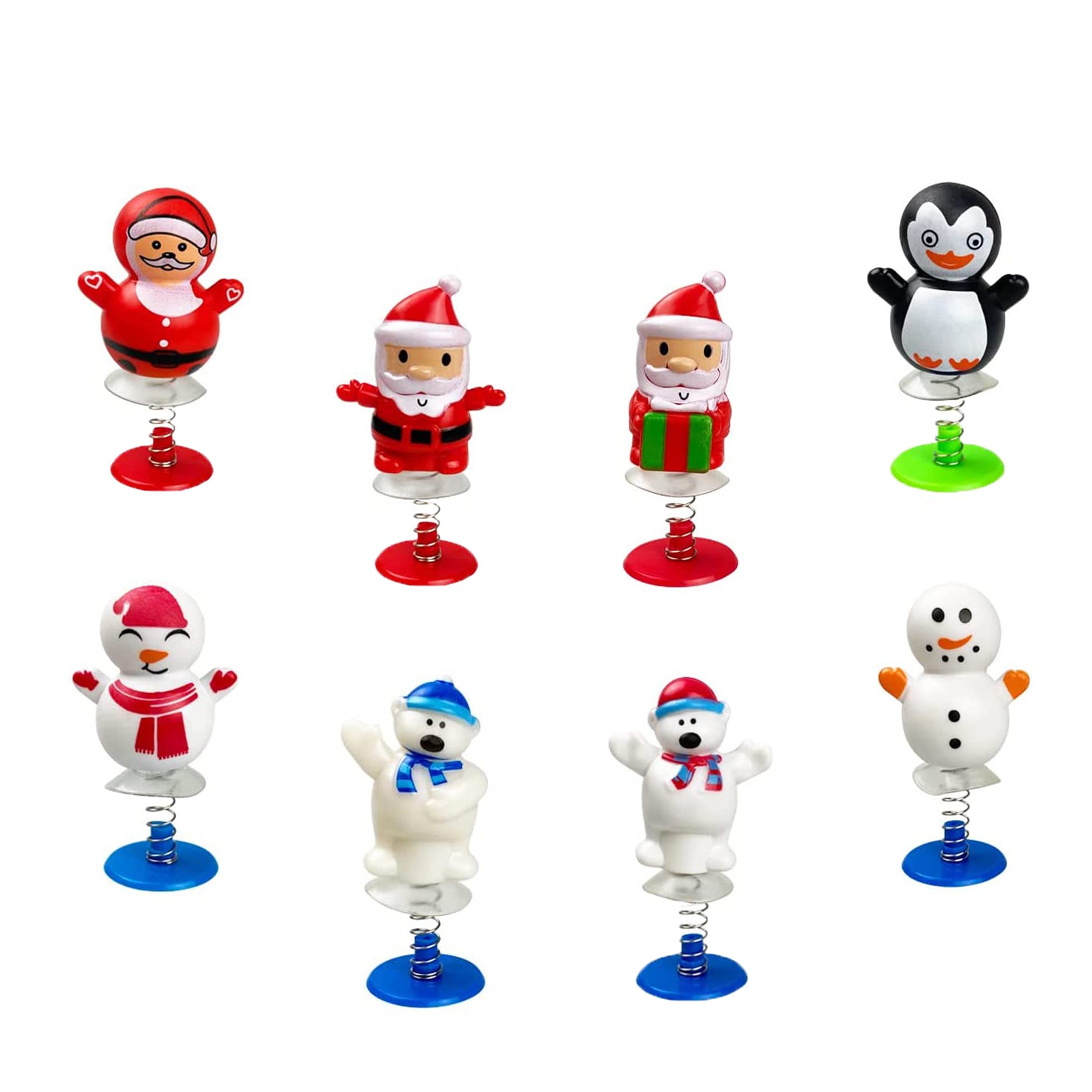 TOPWAYS Christmas Jump Up Toys, 8pcs Santa Snowman Bear Jumping Popper Pop Up Toys, Party Bag Fillers Accessories for Christmas Party Decoration, Xmas Favors Gift (Christmas)
